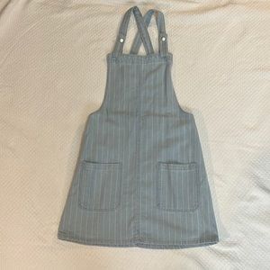 Pin Stripe Mini Jean Overall Dress